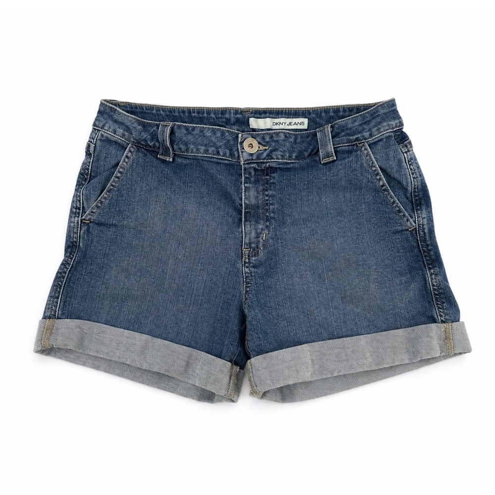 DKNY Jeans Womens Size 12 Medium Wash Cuffed Denim Shorts Blue Casual Mid Rise